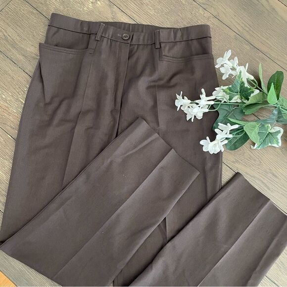 BASLER Womens Brown Straight Leg Virgin Wool Blend Trouser Pants size Large - Picture 4 of 11